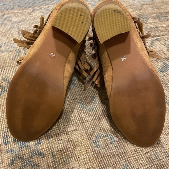 Chico's Ankle Leather Suede Fringed Slip on Buckle Cowgirl Boots Tan Size 8M - Picture 6 of 11